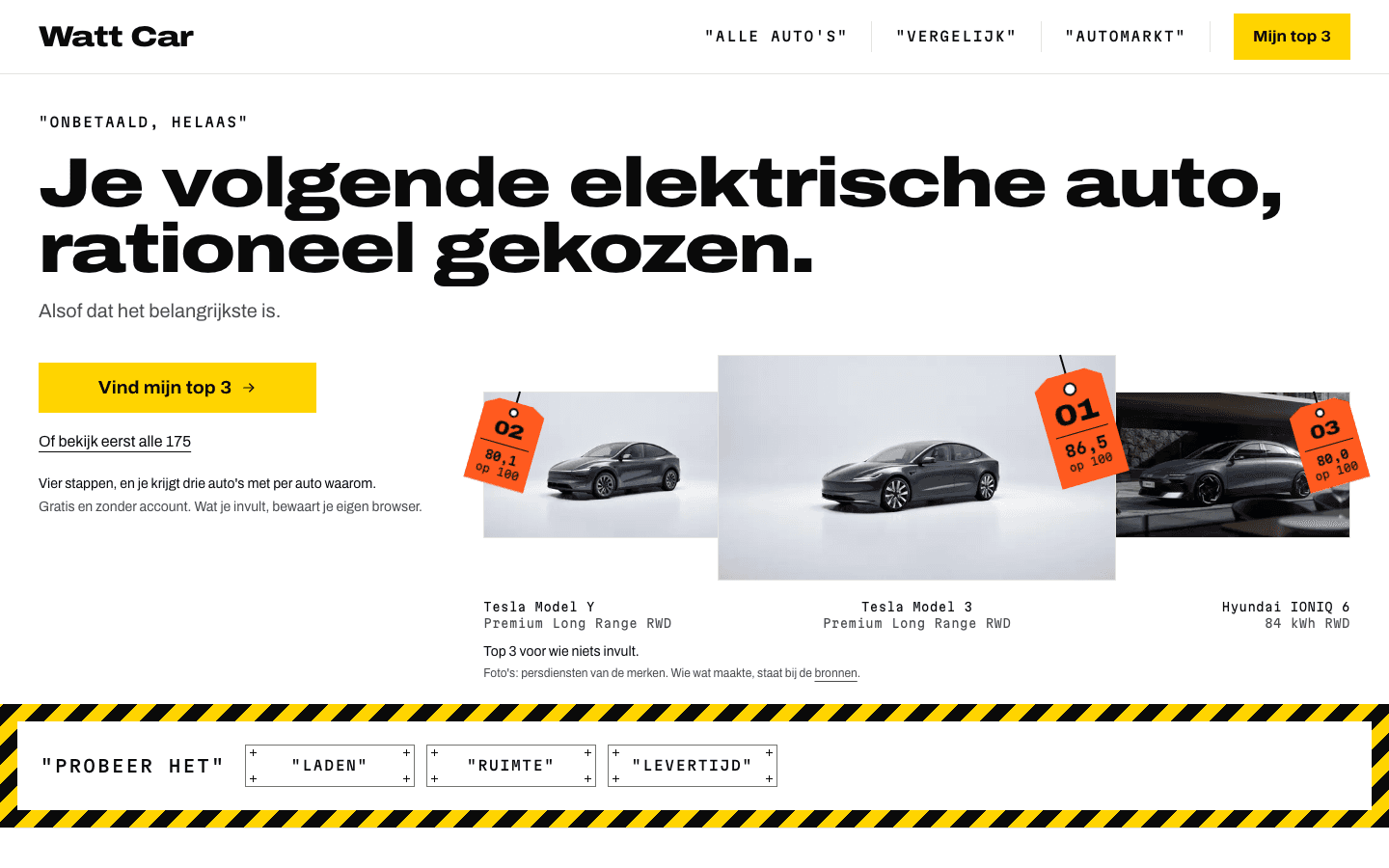 Schermafdruk: de landing